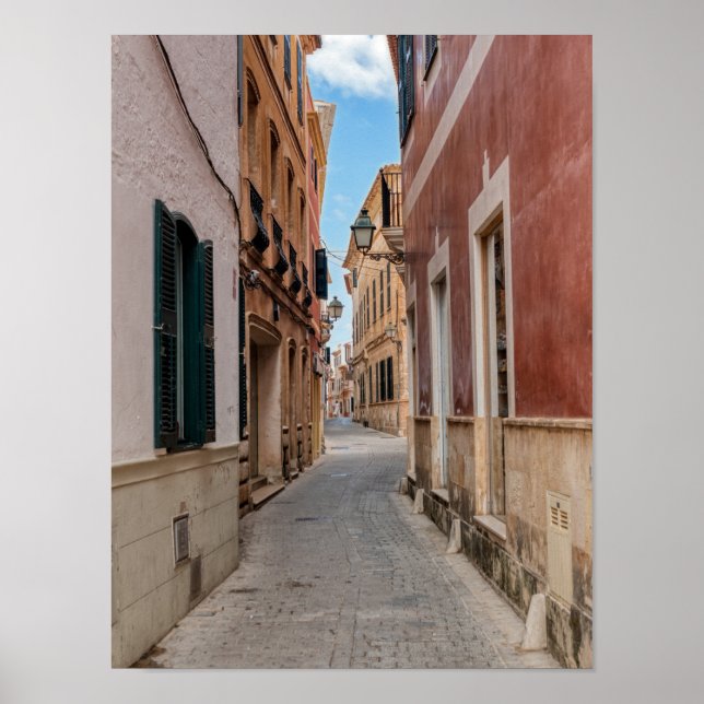 Poster Rue étroite à Ciutadella - Menorca, Espagne (Devant)