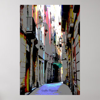 Poster rue européenne psychédélique Imprimer