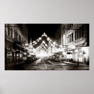 Poster Rue Fort d'Honolulu en 1942 à la nuit