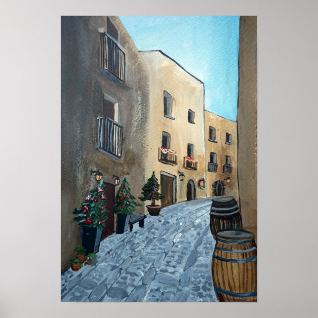 Poster Rue italienne à Noël | Sicile, Médiéval (Devant)