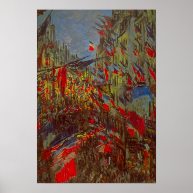 Poster Rue Montorgueil avec drapeaux de Claude Monet (Devant)
