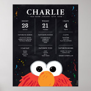 Poster Rue Sésame - Elmo   1er anniversaire Jalon
