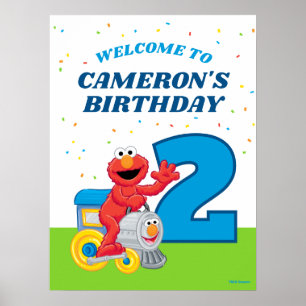 Poster Rue Sésame Elmo Chugga Chugga Deux Deux Anniversai