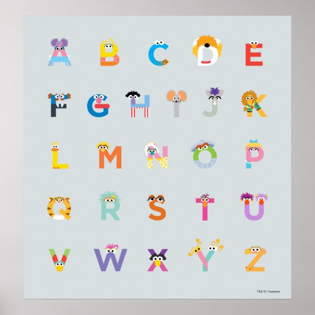 Poster Rue Sésame | Lettres de l'alphabet (Devant)