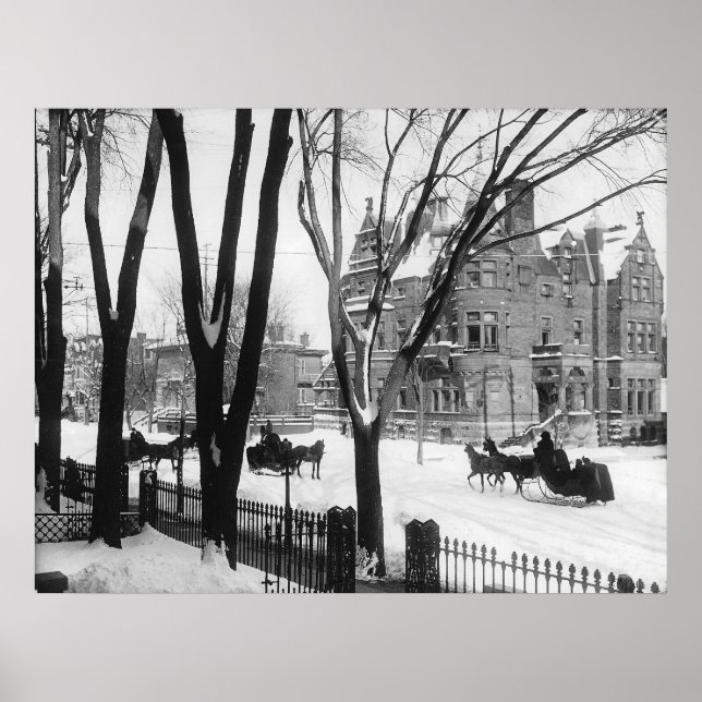 Poster Rue Sherbrooke en hiver, Montréal Notman - (Devant)