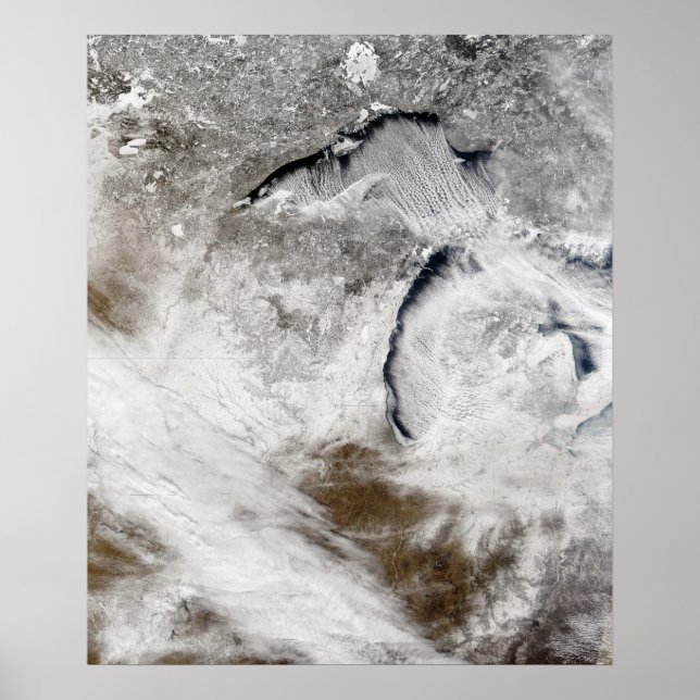 Poster Rues nuageuses sur le lac Supérieur et le lac Mich (Devant)