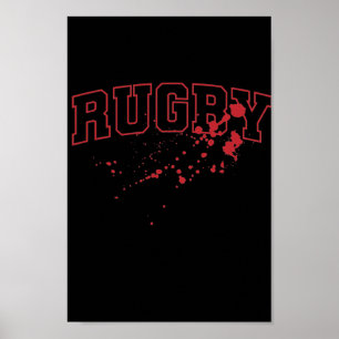 Poster Rugby Blutspritzer Football Ventilateurs Sport