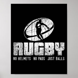 Poster Rugby Pas de Casque Pas de Protège - T-Shirt Drôle