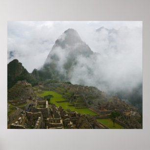 Poster Ruines antiques de Machu Picchu avec les Andes