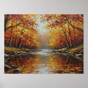 Poster Ruisseau d'automne doré
