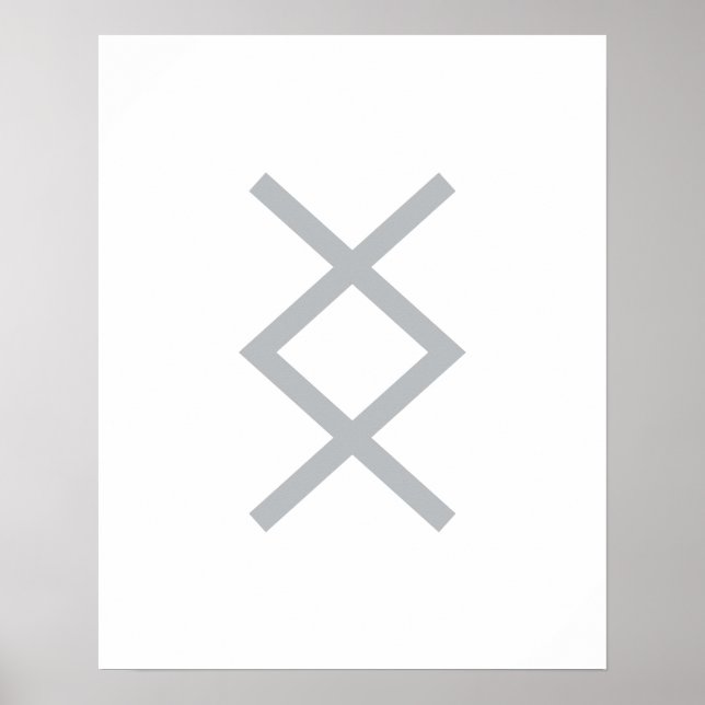 Poster Rune viking Gris Géométrique Inguz (The God Ing) (Devant)