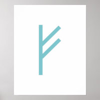 Rune viking turquoise géométrique Fehu (Prospérité