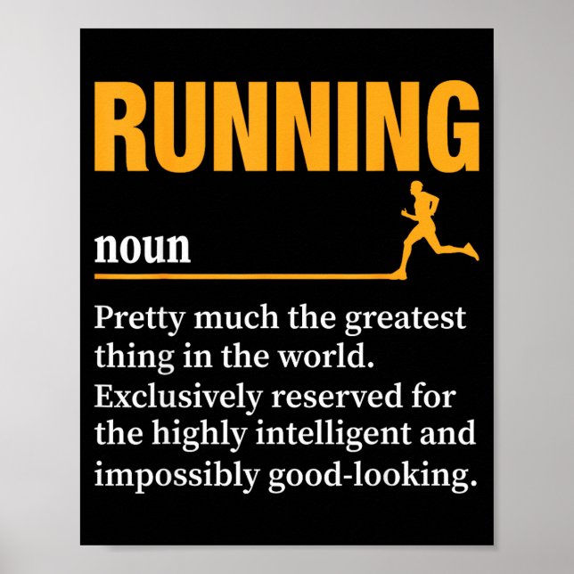 Poster Running Definition Humor Marathon Funny Athlete Ru (Devant)