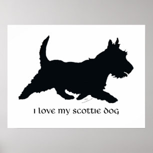 Poster Running Scottish Terrier Silhouette