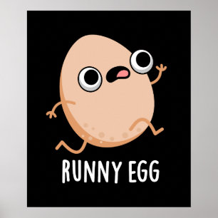 Poster Runny Egg Funny Food Pun Dark BG
