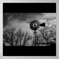Rural Nebraska antique Windmill Winter Farm