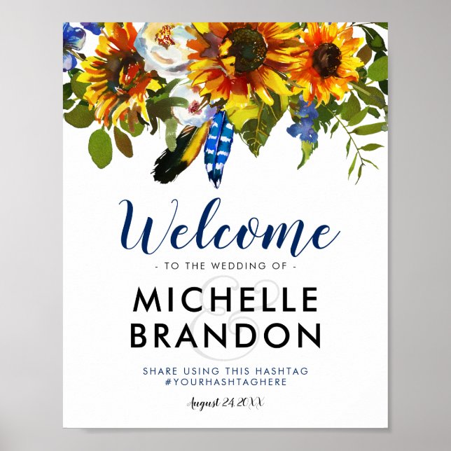 Poster Russe Aquarelle Marine Mariage de tournesol Bienve (Devant)