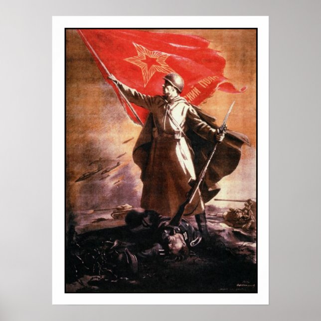 Poster russe de propagande des 2ÈME GUERRE MONDIAL (Devant)
