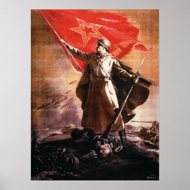 Poster russe de propagande des 2ÈME GUERRE MONDIAL (Devant)