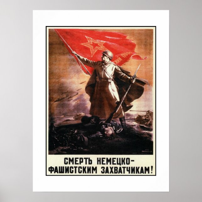 Poster russe de propagande des 2ÈME GUERRE MONDIAL (Devant)