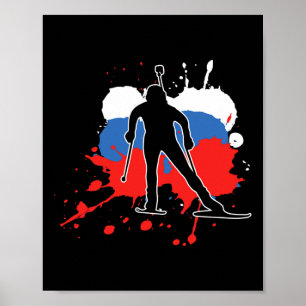 Poster Russie Drapeau Biathloniste - Biathlon russe