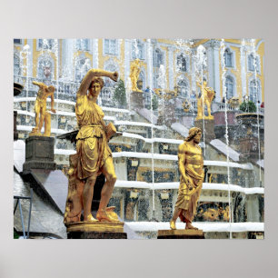 Poster Russie, Saint-Pétersbourg, Peterhof, Samson et