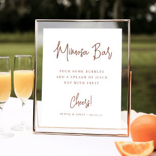 Poster Rust   Modern Handwritten Script Mimosa Bar Sign