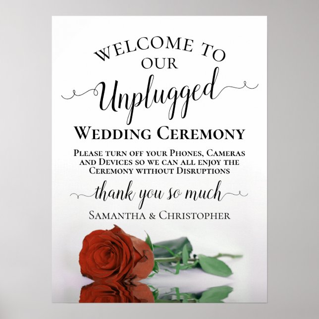 Poster Rust Orange Rose Chic Unplugged Mariage cérémonie (Devant)