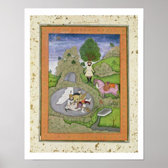 Poster Rustam tuant le démon blanc, illustration de (Devant)