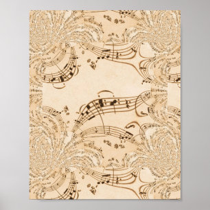 Poster Rustic Antique Musical Notes