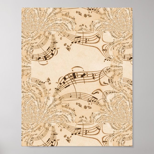 Poster Rustic Antique Musical Notes (Devant)