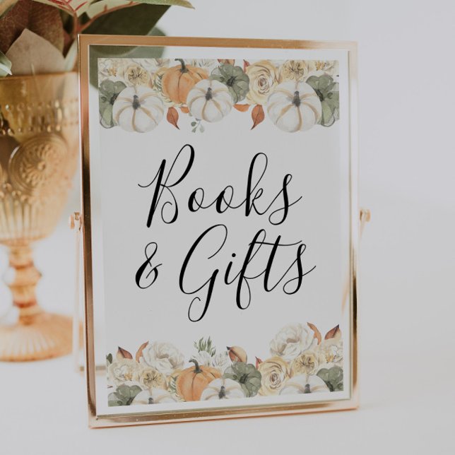 Poster Rustic Automne Citrouille Livres et Cadeaux (Créateur téléchargé)