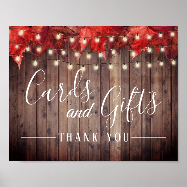 Poster Rustic Automne laisse des cartes et des cadeaux Ma (Devant)