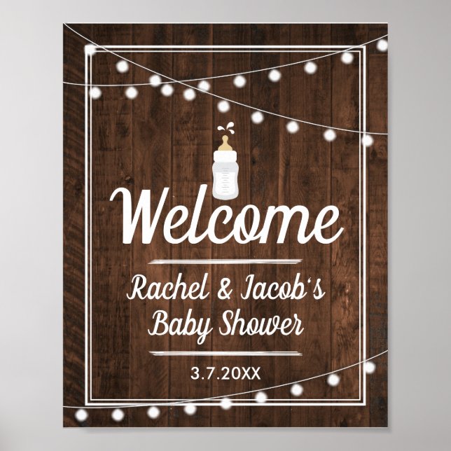 Poster Rustic Baby est en train de brasser Baby shower Af (Devant)