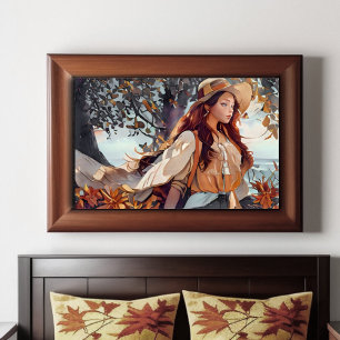 Poster Rustic Blue et Tan Watercolor Girl