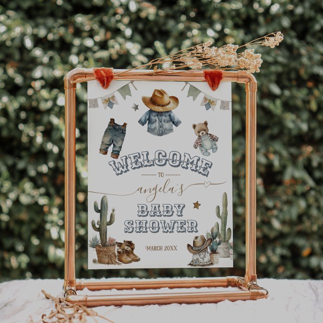 Poster Rustic Boho Wild West Baby shower Boy bienvenue (Créateur téléchargé)