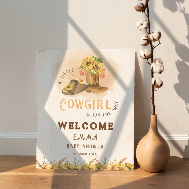 Poster Rustic Boho Wild West Girl Baby shower Bienvenue (Créateur téléchargé)