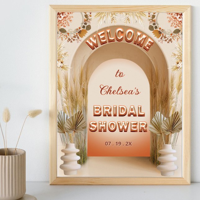 Poster Rustic Chic Boho Pampas Bridal Shower Welcome Sign (Créateur téléchargé)
