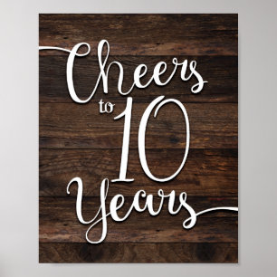 Poster Rustic Chic CHEERS TO 10 YEARS Print