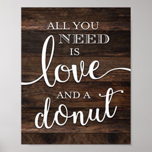 Poster Rustic Chic LOVE ET UN DONUT SIGNE Imprimer