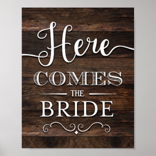 Poster Rustic Chic VIENT ICI LA BRIDE SIGNALER Imprimer