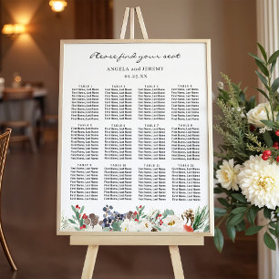 Poster Rustic Chic Winter Floral Wedding Seating Chart