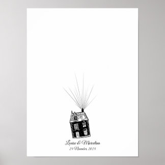 Poster Rustic Cottage Empreinte Mariage Livre d'invité
