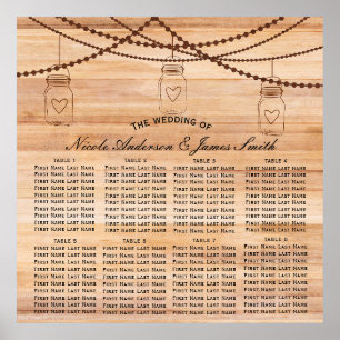 Poster Rustic Country Bois & Pots Mason Mariage Siège