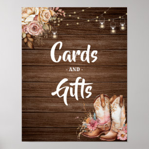 Poster Rustic Country Boots Cowgirl Anniversaire Cartes C