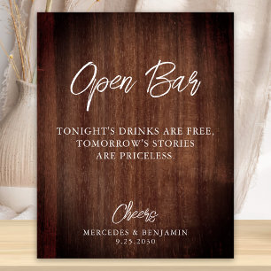 Poster Rustic Country Open Bar Mariage personnalisé