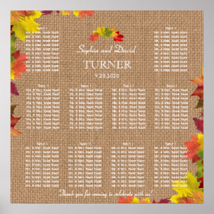 Poster Rustic Fall quitte Burlap Mariage Sièges Graphique