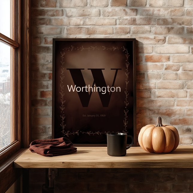 Poster Rustic Farmhouse Family Last Name Western Decor (Créateur téléchargé)