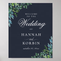 Rustic Forest Foliing Marine Blue Mariage Bienvenu