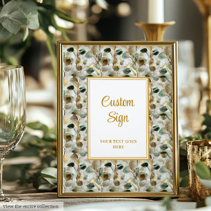 Poster Rustic Forest Green Feuille or Mariage personnalis